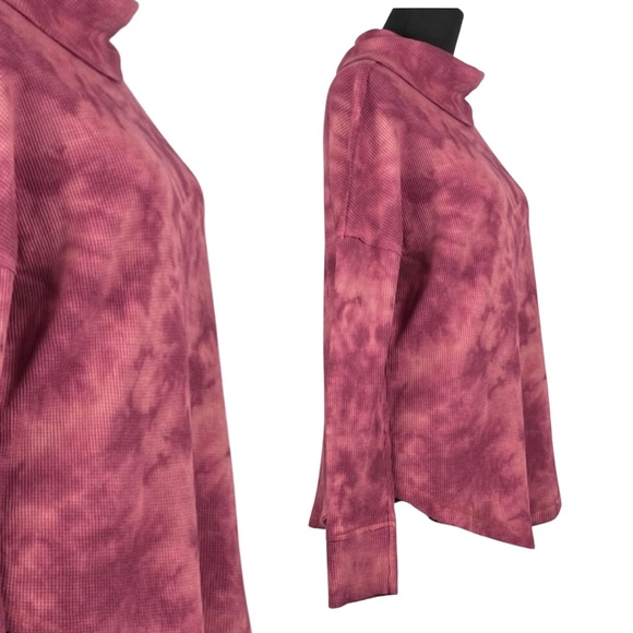 Maeve Waffle Knit Cowl Neck Thermal Tie Dye Long Sleeve Top size Small - Picture 4 of 9